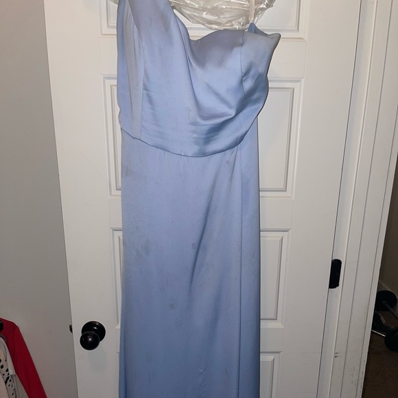 Ice Blue One Shoulder Formal Dress / Bridesmaid - Picture 4 of 6
